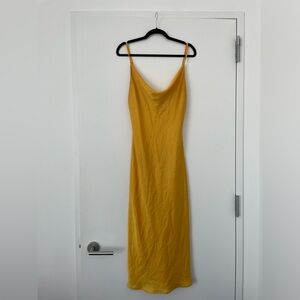 TOPSHOP bias cut yellow satin midi dress. Size US 8, would also fit US 6